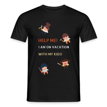 Help me I am on summer vacation with my kids - Männer T-Shirt - Schwarz - Vorne - AI Model Male 178 light (178cm)