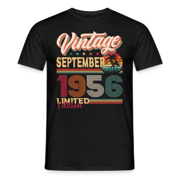 Septembre Né 1956 Cadeau du 66e anniversaire - T-shirt homme - noir - Devant - AI Model Male 178 light (178cm)
