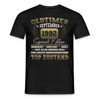 Oldtimer Septembre 1992 30ème anniversaire Geschen - T-shirt homme - noir - Devant - AI Model Male 178 light (178cm)