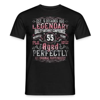 Vintage 55 Aged Perfectly Women on 55th Birthday - Men's T-Shirt - black - Front - AI Model Male 178 light (178cm)