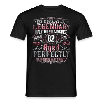 Vintage 82 Aged Perfectly Women on 82nd Birthday - Men's T-Shirt - black - Front - AI Model Male 178 light (178cm)