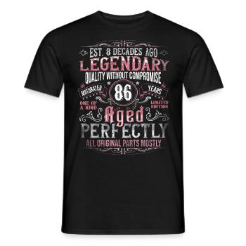 Vintage 86 Aged Perfectly Women on 86th Birthday - Men's T-Shirt - black - Front - AI Model Male 178 light (178cm)