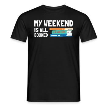 My Weekend Is All Booked Bookworm - Men's T-Shirt - black - Front - AI Model Male 178 light (178cm)