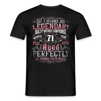Vintage 71 Aged Perfectly Women on their 71st Birthday - Men's T-Shirt - black - Front - AI Model Male 178 light (178cm)