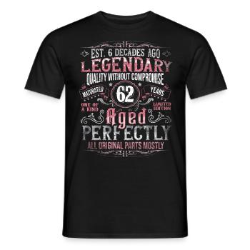 Vintage 62 Aged Perfectly Women on 62nd Birthday - Men's T-Shirt - black - Front - AI Model Male 178 light (178cm)