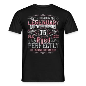 Vintage 75 Aged Perfectly Women on their 75th Birthday - Men's T-Shirt - black - Front - AI Model Male 178 light (178cm)