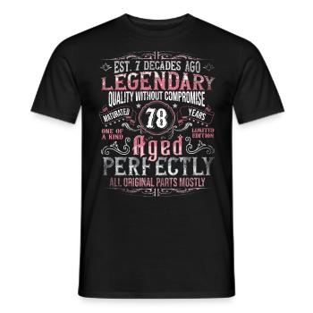 Vintage 78 Aged Perfectly Women on 78th Birthday - Men's T-Shirt - black - Front - AI Model Male 178 light (178cm)