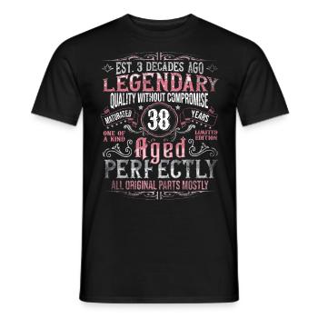 Vintage 38 Aged Perfectly Women on 38th Birthday - Men's T-Shirt - black - Front - AI Model Male 178 light (178cm)