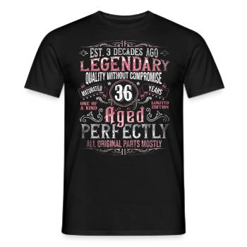 Vintage 36 Aged Perfectly Women on 36th Birthday - Men's T-Shirt - black - Front - AI Model Male 178 light (178cm)