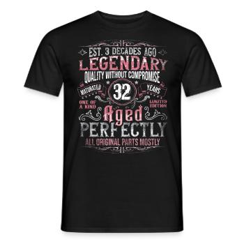 Vintage 32 Aged Perfectly Women on 32nd Birthday - Men's T-Shirt - black - Front - AI Model Male 178 light (178cm)