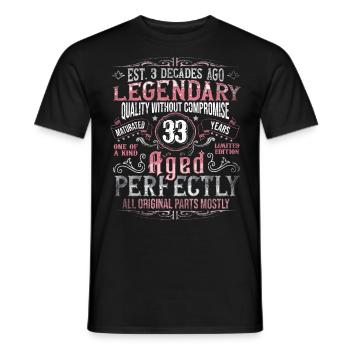 Vintage 33 Aged Perfectly Frauen am 33. Geburtstag - Männer T-Shirt - Schwarz - Vorne - AI Model Male 178 light (178cm)