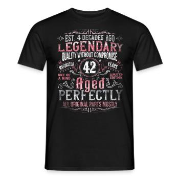 Vintage 42 Aged Perfectly Women on 42nd Birthday - Men's T-Shirt - black - Front - AI Model Male 178 light (178cm)