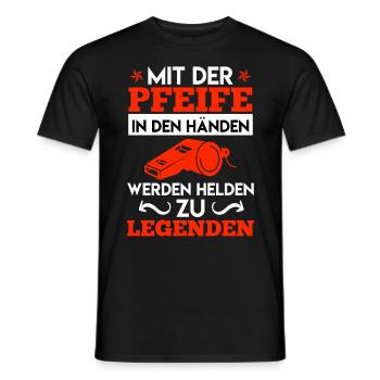 Mit der Pfeife in den Händen - Männer T-Shirt - Schwarz - Vorne - AI Model Male 178 light (178cm)