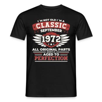 Né en 1972 Cadeau d’anniversaire Hommes Septembre - T-shirt homme - noir - Devant - AI Model Male 178 light (178cm)