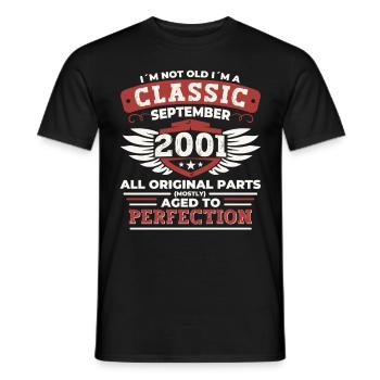 Né en 2001 Anniversaire Cadeau Hommes Septembre - T-shirt homme - noir - Devant - AI Model Male 178 light (178cm)