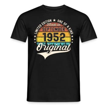 Original September Vintage 1952 Birthday Funny - Men's T-Shirt - black - Front - AI Model Male 178 light (178cm)