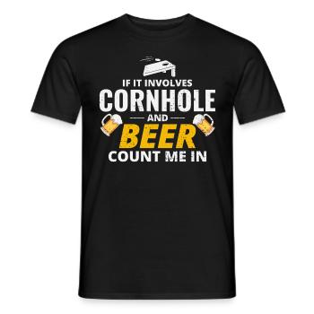 Cornhole Drinking Bean Bag Toss Jeu de pelouse en plein air - T-shirt homme - noir - Devant - AI Model Male 178 light (178cm)