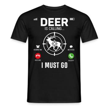 Buck Deer Hunting Hunter Phone - Männer T-Shirt - Schwarz - Vorne - AI Model Male 178 light (178cm)