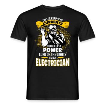 Im The Keeper Of Current Elektriker - Männer T-Shirt - Schwarz - Vorne - AI Model Male 178 light (178cm)