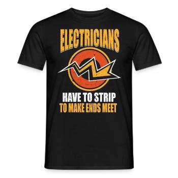 Les électriciens se déshabillent pour joindre les deux bouts avec Elektriker - T-shirt homme - noir - Devant - AI Model Male 178 light (178cm)