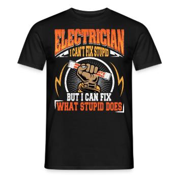 Je ne peux pas réparer Stupid Electrician - T-shirt homme - noir - Devant - AI Model Male 178 light (178cm)