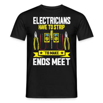 Les électriciens se déshabillent pour joindre les deux bouts avec Elektriker - T-shirt homme - noir - Devant - AI Model Male 178 light (178cm)