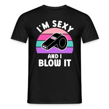 Je suis sexy et je le souffle SChiedsrichterin - T-shirt homme - noir - Devant - AI Model Male 178 light (178cm)