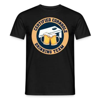 Cornhole Drinking Bean Bag Toss Jeu de pelouse en plein air - T-shirt homme - noir - Devant - AI Model Male 178 light (178cm)