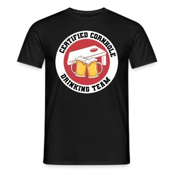 Cornhole Drinking Bean Bag Toss Jeu de pelouse en plein air - T-shirt homme - noir - Devant - AI Model Male 178 light (178cm)