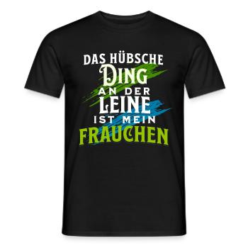 Frauchen geht Gassi mit Hund - Männer T-Shirt - Schwarz - Vorne - AI Model Male 178 light (178cm)