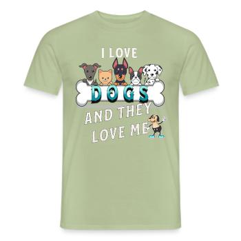 I Love Dog I love dogs - Men's T-Shirt - sage - Front - AI Model Male 178 light (178cm)