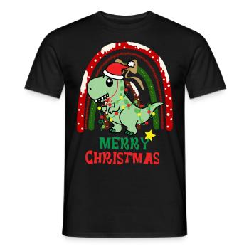 Dinosaure de Noël Kawaii - T-shirt homme - noir - Devant - AI Model Male 178 light (178cm)