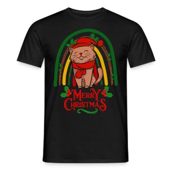Weihnachten süße Katze kawaii - Männer T-Shirt - Schwarz - Vorne - AI Model Male 178 light (178cm)