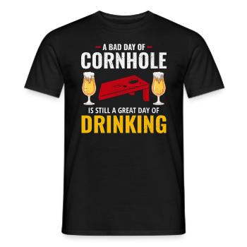 Cornhole Drinking Bean Bag Toss Jeu de pelouse en plein air - T-shirt homme - noir - Devant - AI Model Male 178 light (178cm)
