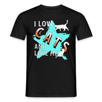 J’aime les chats Chat Amour - T-shirt homme - noir - Devant - AI Model Male 178 light (178cm)