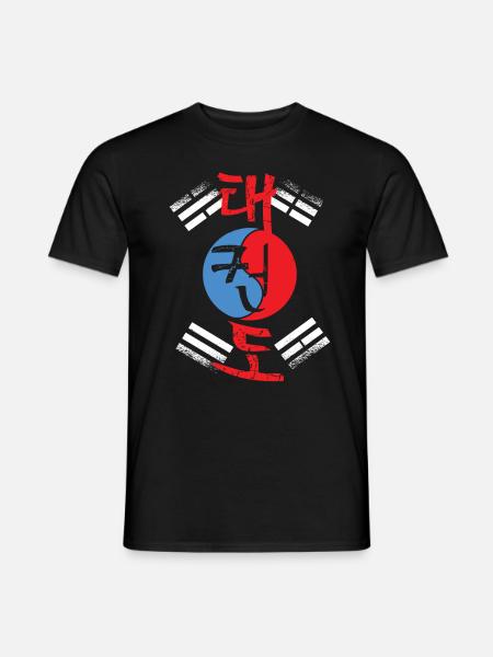 Taekwondo Hangul Süd Korea Flagge Kampfsport - Männer T-Shirt - Schwarz