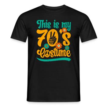 Costume de fête des années 70 seventies 1970 - T-shirt homme - noir - Devant - AI Model Male 178 light (178cm)