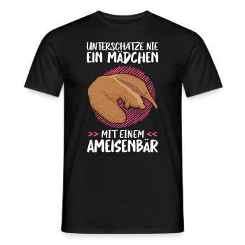 Mädchen mit Ameisenbär Südamerika Ameisenfresser - Männer T-Shirt - Schwarz - Vorne - AI Model Male 178 light (178cm)