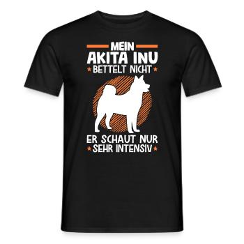 Mein Akita Inu bettelt nicht japanischer Spitz - Männer T-Shirt - Schwarz - Vorne - AI Model Male 178 light (178cm)