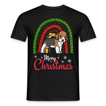 Christmas Sweet Beagle Kawaii - Men's T-Shirt - black - Front - AI Model Male 178 light (178cm)