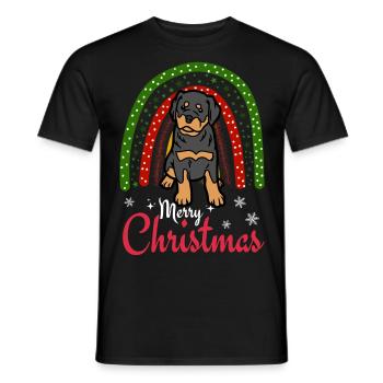 Christmas Sweet Rottweiler Lover Kawaii - Men's T-Shirt - black - Front - AI Model Male 178 light (178cm)