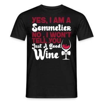 Dégustation de vin de sommelier - T-shirt homme - noir - Devant - AI Model Male 178 light (178cm)