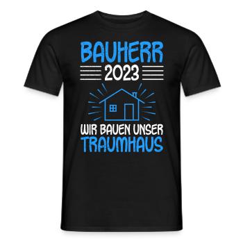 Bauherr 2023 wir bauen unser Traumhaus - Männer T-Shirt - Schwarz - Vorne - AI Model Male 178 light (178cm)