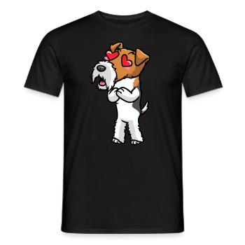 Foxterrier Drahthaar Hund Verliebt Emoticon - Männer T-Shirt - Schwarz - Vorne - AI Model Male 178 light (178cm)
