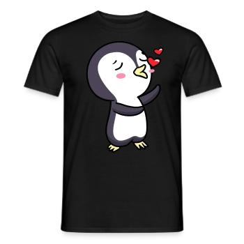 Pinguin Chibi Kawaii Küsse Verliebt Emoticon - Männer T-Shirt - Schwarz - Vorne - AI Model Male 178 light (178cm)