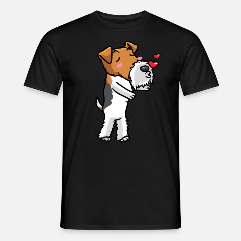 Foxterrier Drahthaar Hund Küsse Emoticon - Männer T-Shirt - Schwarz