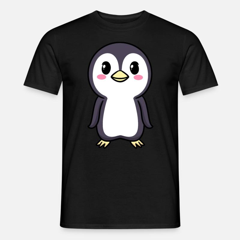 Pinguin Chibi Kawaii Emoticon - Männer T-Shirt - Schwarz