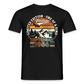 Septembre Né 1956 Cadeau du 66e anniversaire - T-shirt homme - noir - Devant - AI Model Male 178 light (178cm)