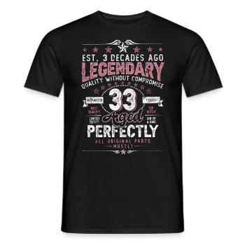 Vintage 33 Aged Perfectly Frauen am 33. Geburtstag - Männer T-Shirt - Schwarz - Vorne - AI Model Male 178 light (178cm)