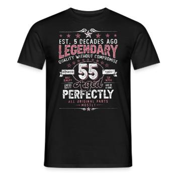 Vintage 55 Aged Perfectly Women on 55th Birthday - Men's T-Shirt - black - Front - AI Model Male 178 light (178cm)